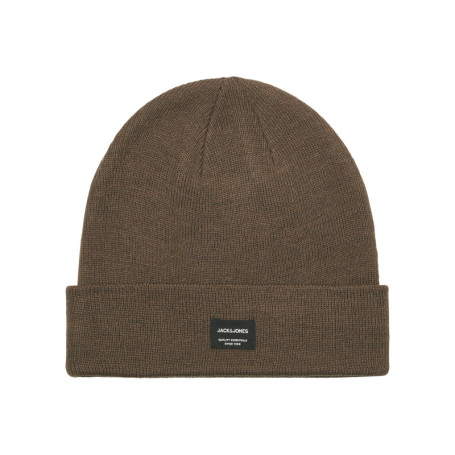 Bonnet marron uni en maille tricotée pourvu...