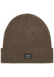 Thumbnail Bonnet marron uni en maille tricotée pourvu d'un large revers