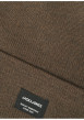 Thumbnail Bonnet marron uni en maille tricotée pourvu d'un large revers - Image 2