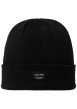 Thumbnail Bonnet noir uni en maille tricotée pourvu d'un large revers
