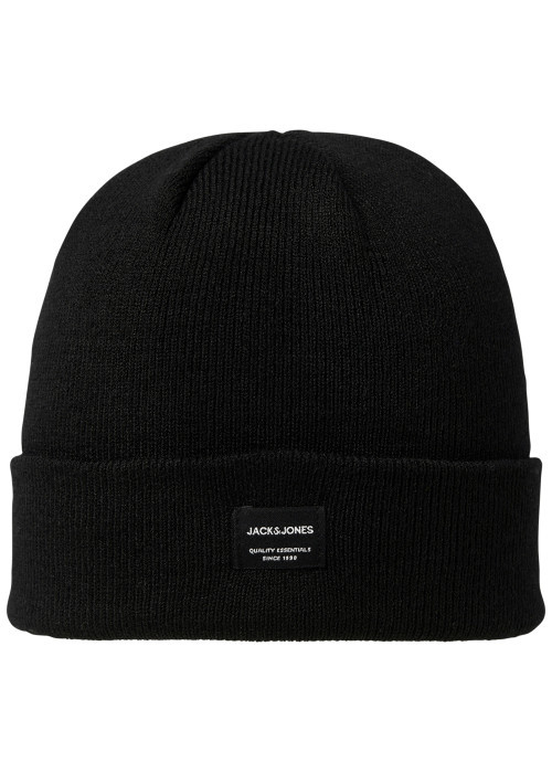 Bonnet noir uni en maille tricotée pourvu d'un...