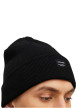 Thumbnail Bonnet noir uni en maille tricotée pourvu d'un large revers - Image 3