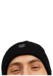 Thumbnail Bonnet noir uni en maille tricotée pourvu d'un large revers - Image 4