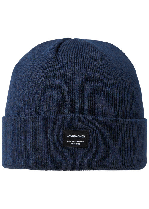 Bonnet marine uni en maille tricotée pourvu...