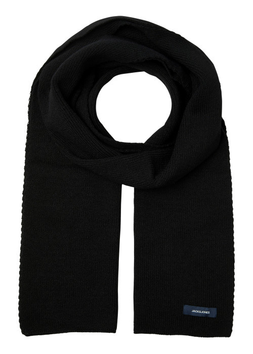 Écharpe noire unie en maille tricotée avec une forme rectangle