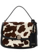 Thumbnail Sac porté mains en cuir noir à motif animalier avec rabat à pression
