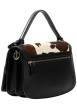 Thumbnail Sac porté mains en cuir noir à motif animalier avec rabat à pression - Image 2