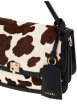 Thumbnail Sac porté mains en cuir noir à motif animalier avec rabat à pression - Image 4