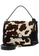 Thumbnail Sac porté mains en cuir noir à motif animalier avec rabat à pression - Image 5