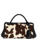Thumbnail Sac en cuir noir à motif animalier avec zip et boutons à pression