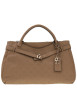 Thumbnail Sac porté mains beige à imprimé monogramme muni d'un zip et de boutons pressions