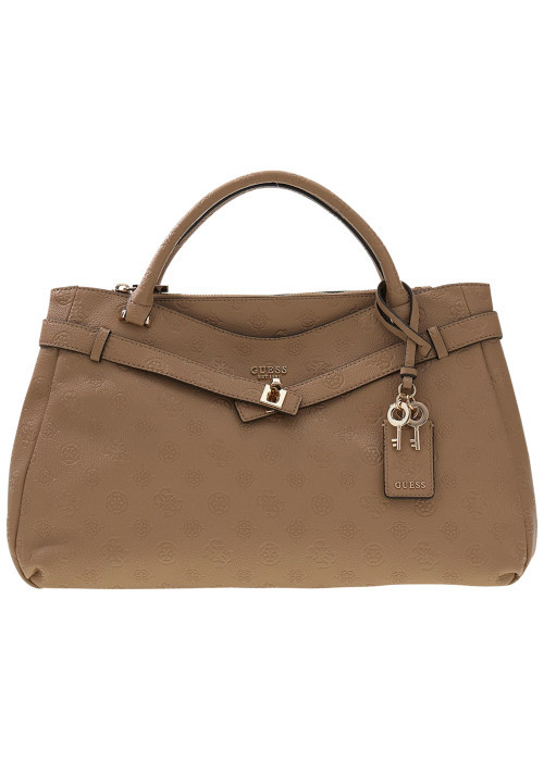 Sac porté mains beige à imprimé monogramme muni...
