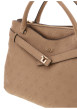Thumbnail Sac porté mains beige à imprimé monogramme muni d'un zip et de boutons pressions - Image 4
