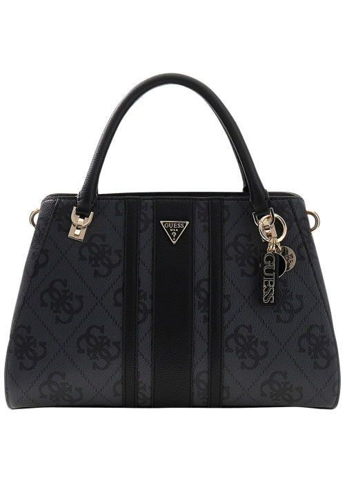 Sac porté mains noir avec imprimé monogramme et...