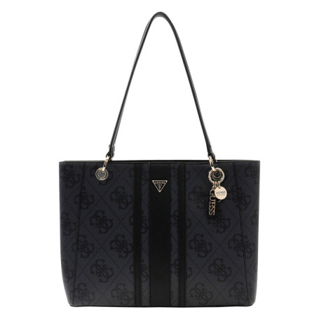 Sac shopping noir avec imprimé monogramme et...