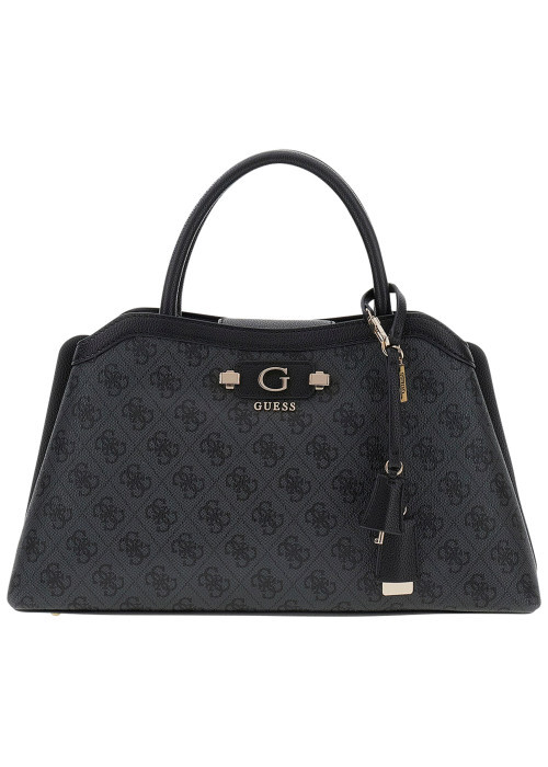 Sac noir à imprimé monogramme avec un zip et un bouton à pression