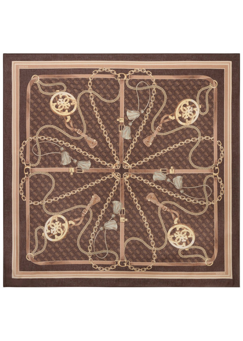 Foulard chocolat en forme carrée avec des...