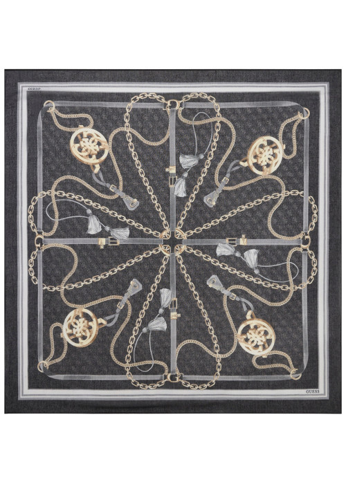 Foulard noir en forme carrée avec des imprimés...