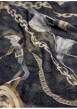 Thumbnail Foulard noir en forme carrée avec des imprimés chaînes et monogrammes - Image 2