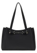 Thumbnail Sac shopping noir uni avec un zip et des boutons à pression