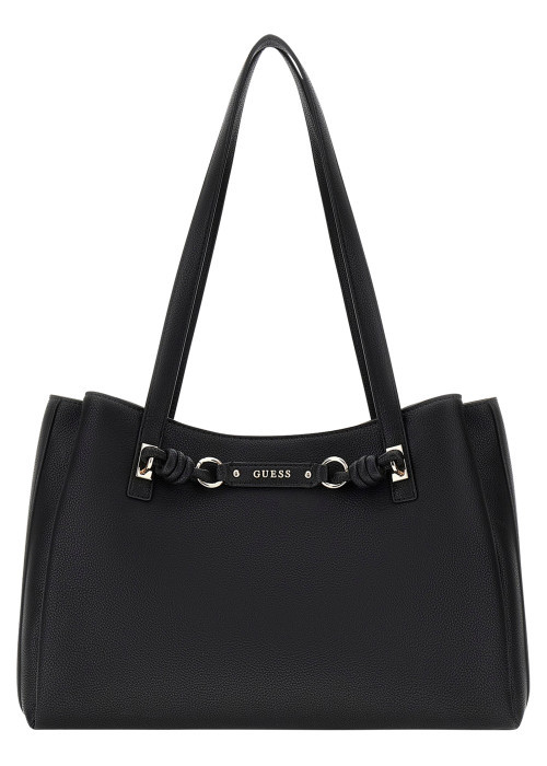 Sac shopping noir uni avec un zip et des...