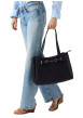 Thumbnail Sac shopping noir uni avec un zip et des boutons à pression - Image 5
