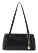 Thumbnail Sac à main porté épaule noir uni avec une fermeture à zip et muni de 2 anses