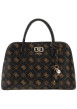 Thumbnail Sac porté mains marron à imprimé monogramme avec fermeture à zip