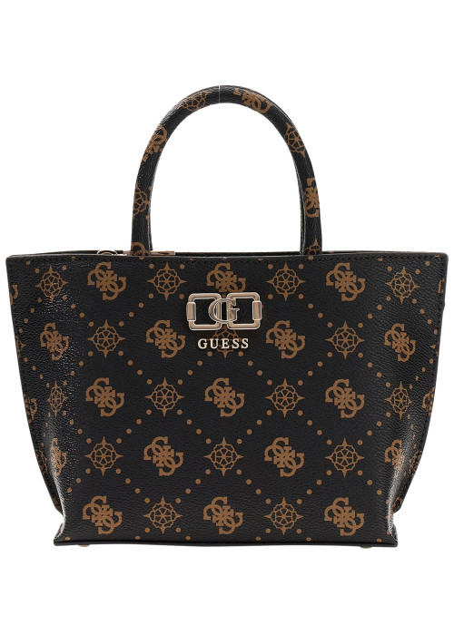 Sac porté mains marron à imprimé monogramme...
