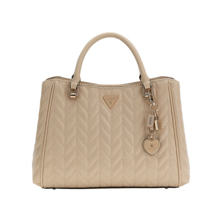 Sac porté mains beige à imprimé monograme muni...