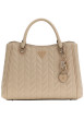 Thumbnail Sac porté mains beige à imprimé monograme muni d'un zip et de boutons pressions