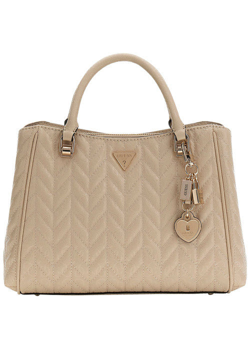 Sac porté mains beige à imprimé monograme muni...
