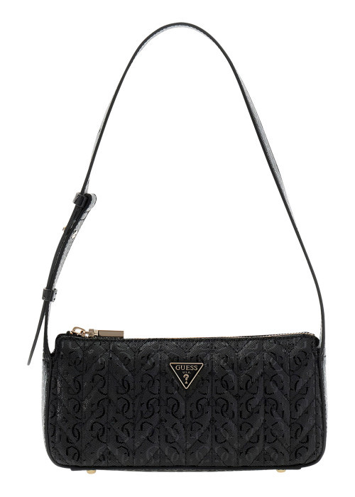 Mini sac noir avec imprimé monogramme et muni...