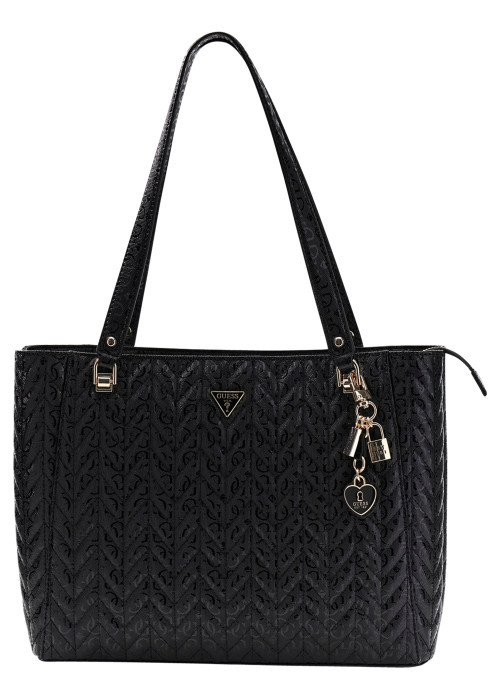 Sac shopping noir avec imprimé monogramme et muni de 2 anses
