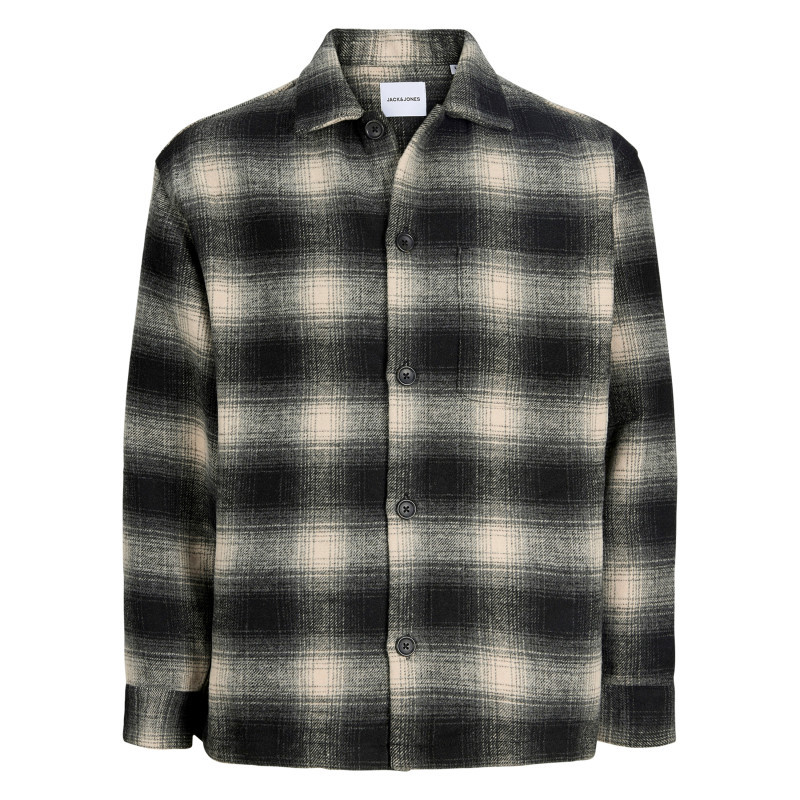 Jack & Jones - Chemise Noire à Carreaux Avec Une Coupe Droite Et Un Col à Revers - Noir Jack & Jones - Chemise Noire à Carreaux Avec Une Coupe Droite Et Un Col à Revers - Noir