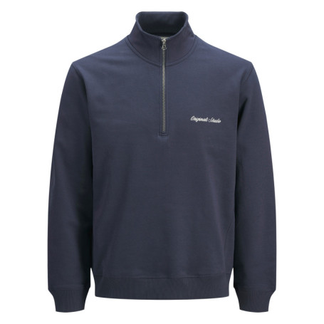 Sweat en coton mélangé bleu uni avec une coupe...
