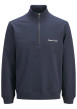 Thumbnail Sweat en coton mélangé bleu uni avec une coupe droite et un col camionneur
