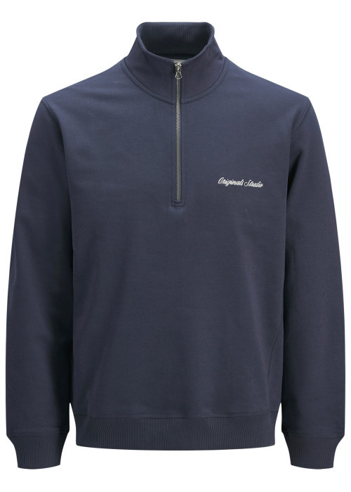 Sweat en coton mélangé bleu uni avec une coupe...