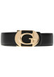 Thumbnail Ceinture noire unie réversible avec imprimé monogramme et une boucle dorée