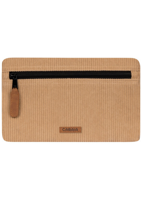 Pochette L Luxor beige côtelée pourvue d'une fermeture zippée