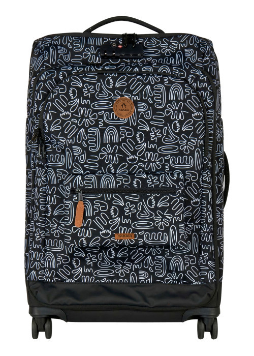 Valise Traveler 4 roues M Amiens noire à motifs pourvue d'une fermeture TSA