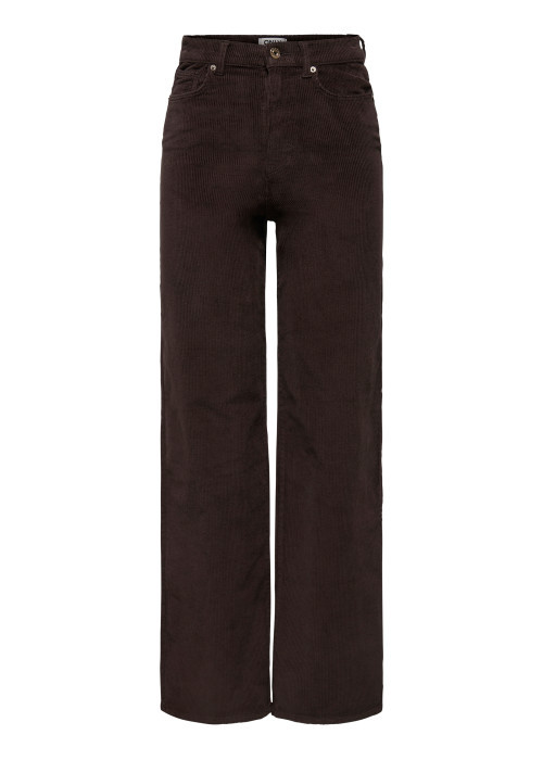 Pantalon 5 poches en coton marron uni avec une...