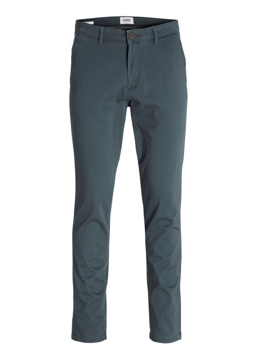 Pantalon chino en coton ardoise uni avec une...