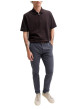 Thumbnail Pantalon chino en coton marine uni avec une coupe slim et une taille basse