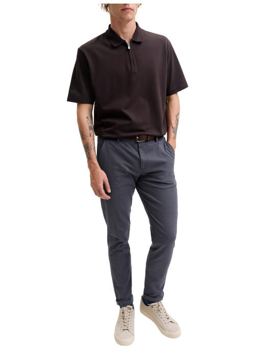 Pantalon chino en coton marine uni avec une...