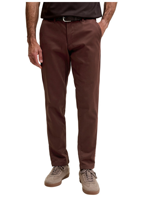 Pantalon chino en coton bordeaux uni avec une...