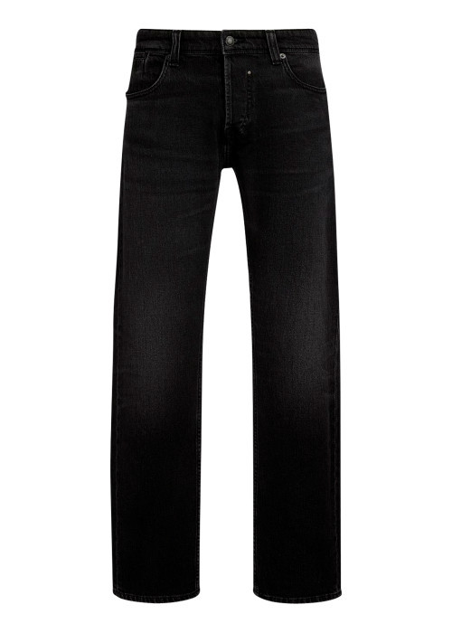 Jean noir uni avec une coupe droite et des...