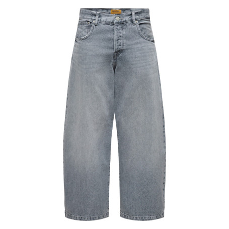 Jean en coton gris avec une coupe wide leg muni...