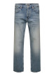 Thumbnail Jean bleu en coton bleu avec une coupe droite muni d'un zip et d'un bouton