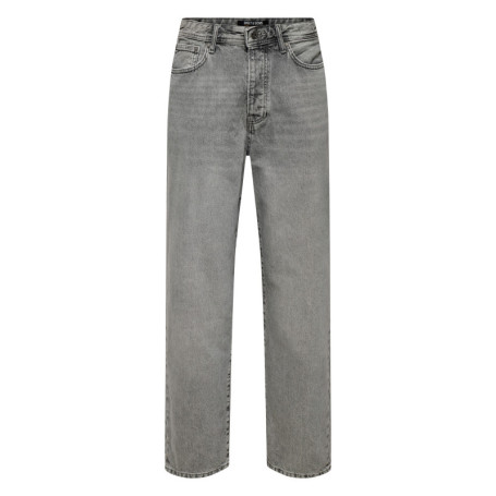 Jean gris en coton avec une coupe wide leg muni...